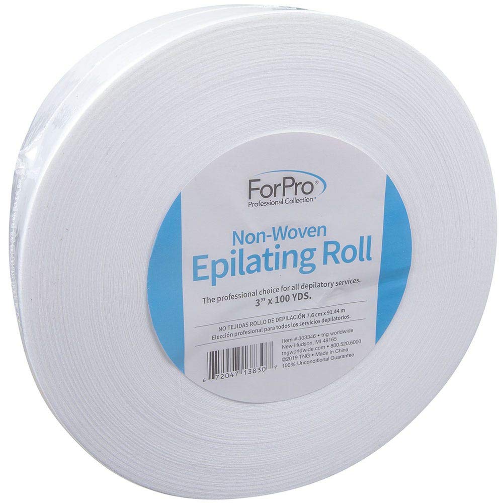 ForPro Non-Woven Epilating Roll for Body and Facial Hair Removal, Tear-Resistant, Lint-Free, 3Ó x 100 Yards, White