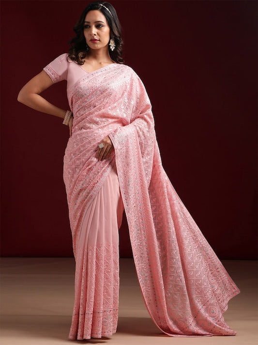 Kasee Floral Embroidered Organza Saree