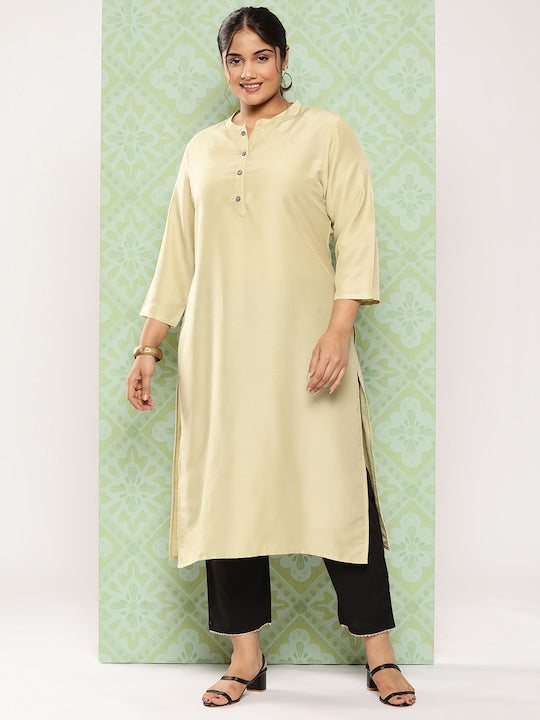 Yufta Women Plus Size Solid Straight Kurta