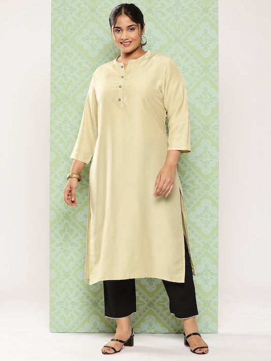 Yufta Women Plus Size Solid Straight Kurta