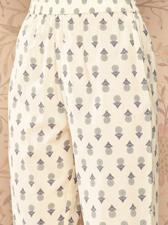 Yufta Women Floral Printed Regular Pure Cotton Kurta with Trousers & With Dupatta -XXL