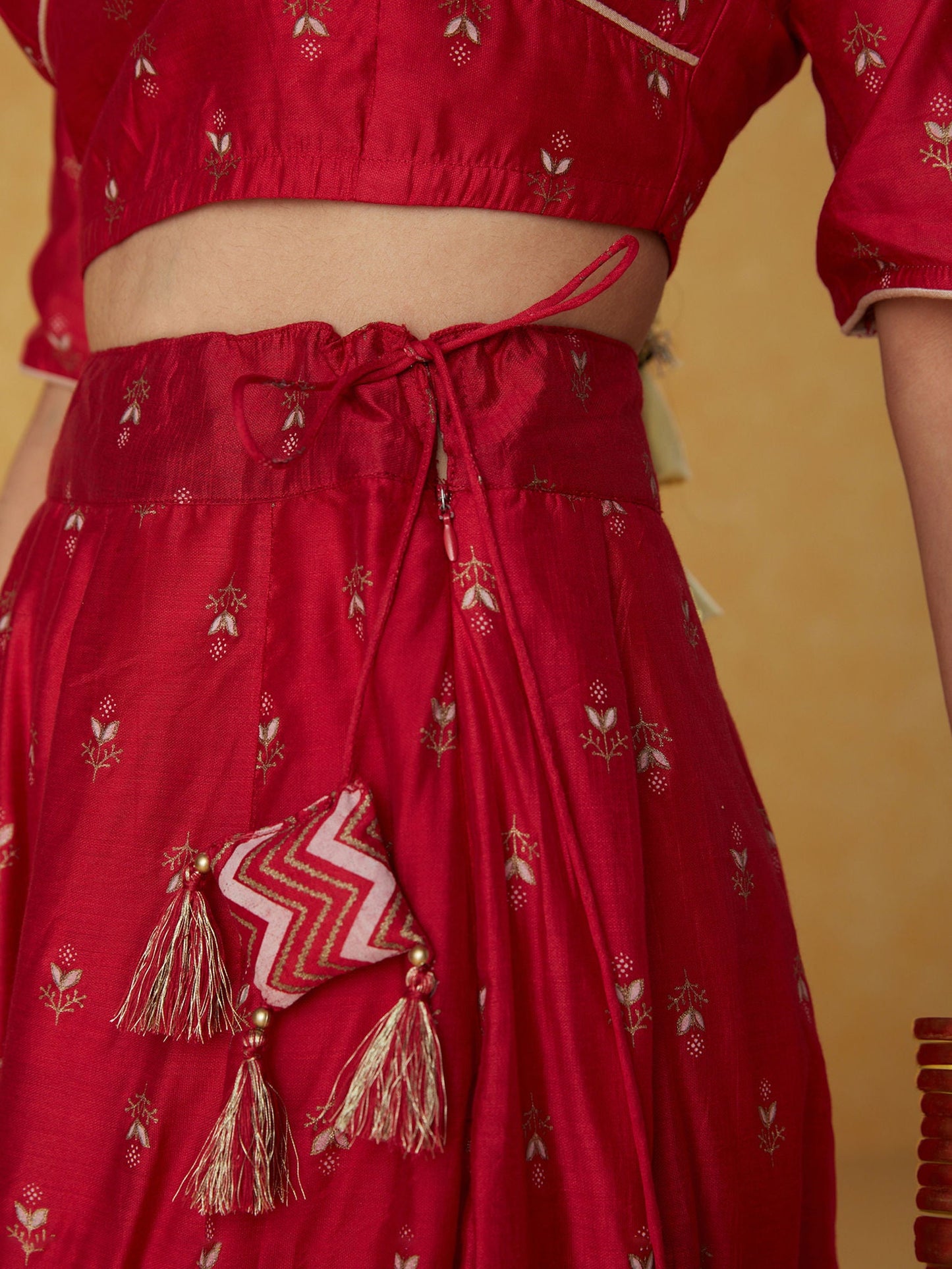 Likha Ghoomar Pink Gold Printed Lehenga and Choli with Dupatta LIKLEH01 (Set of 3)