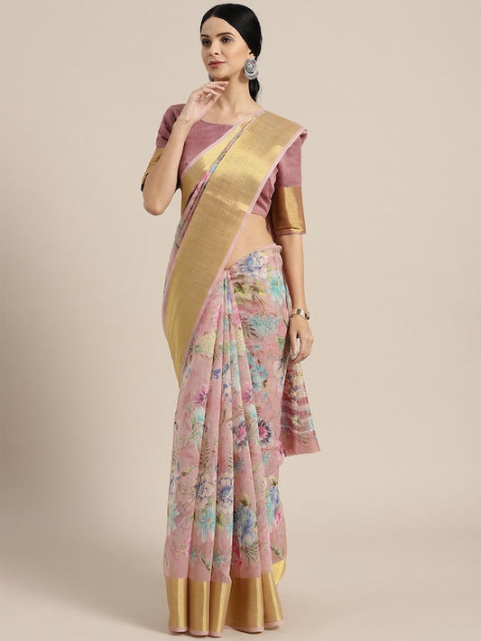 Saree mall Mauve & Blue Printed Saree