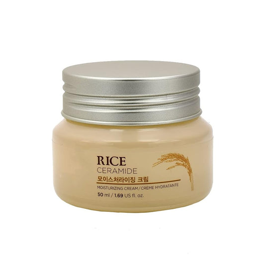 THE FACE SHOP Rice Ceramide Moisturizing Cream | Rich Moisturizer for Long-lasting Smooth Absorption without Stickiness | Natural Moisturizer For Skin Glowing,1.69 fl oz, K-Beauty