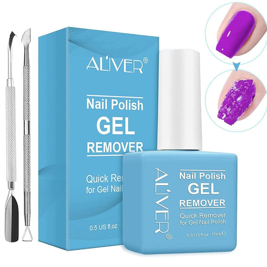 Gel Nail Polish Remover (15ML)- Professional Gel Remover For Nails With Cuticle Pusher, Gel Nail Remover, Remove Gel Polish In 2-3 Minutes, Safe And Quick DIY Home Blue