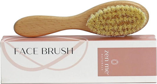 Zen Me Dry Brush for Face for Smooth Radiant Skin, Natural Face Exfoliator Tool to Unclog Pores, Promote Lymph Flow & Reduce Swelling, Facial Brush with Natural Boar Bristles & Polished Wooden Handle