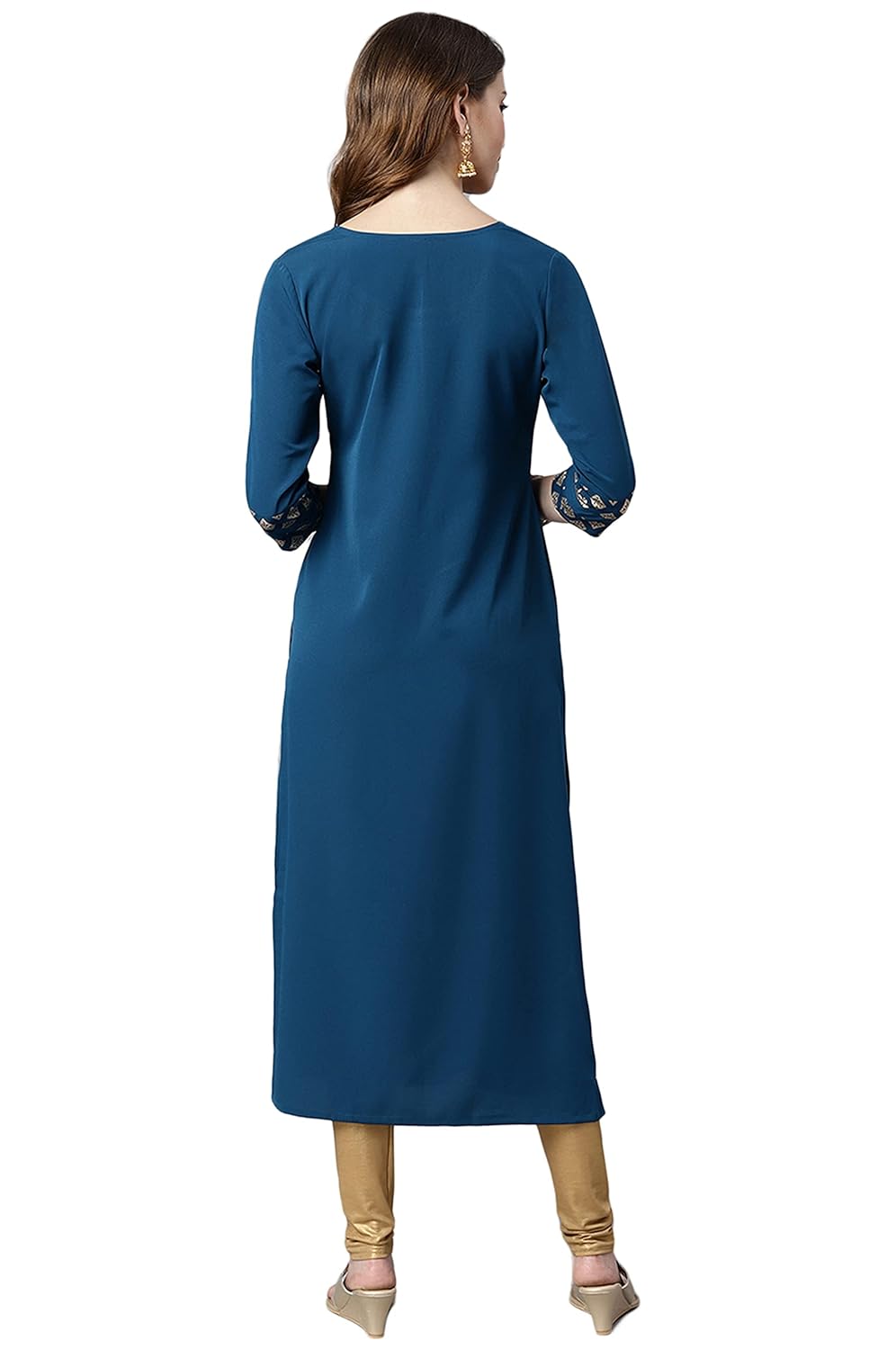 Janasya Women's Teal Poly Crepe Kurta