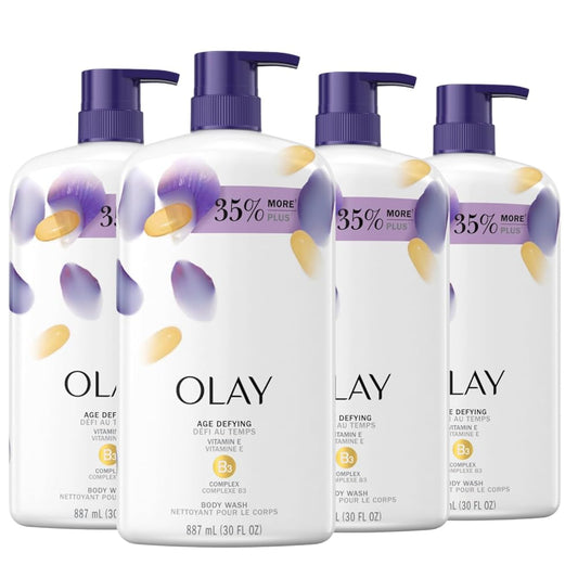 Olay Age Defying and Moisturizing with Vitamin E Body Wash, 30 Fl oz (Pack of 4)