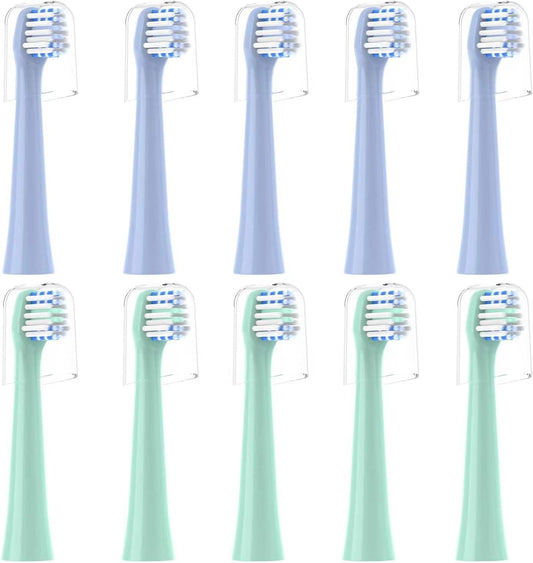 CILGEWH Replacement Toothbrush Heads 10 Pack Compatible with Colgate Hum Connected Smart Battery Electric Toothbrush Head,5 Blue+5 Green