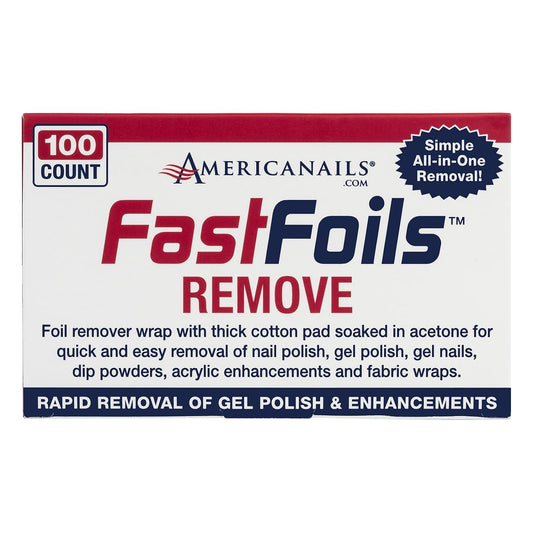 Americanails FastFoils 100 ct, One Step Gel Polish Foil Remover Wraps, All-In-One Foil Remover With Thick Cotton Pad & Pure Acetone, Remove Nail Polish, Gel Polish, Gel Nails, Acrylic Nails, Dip Nails