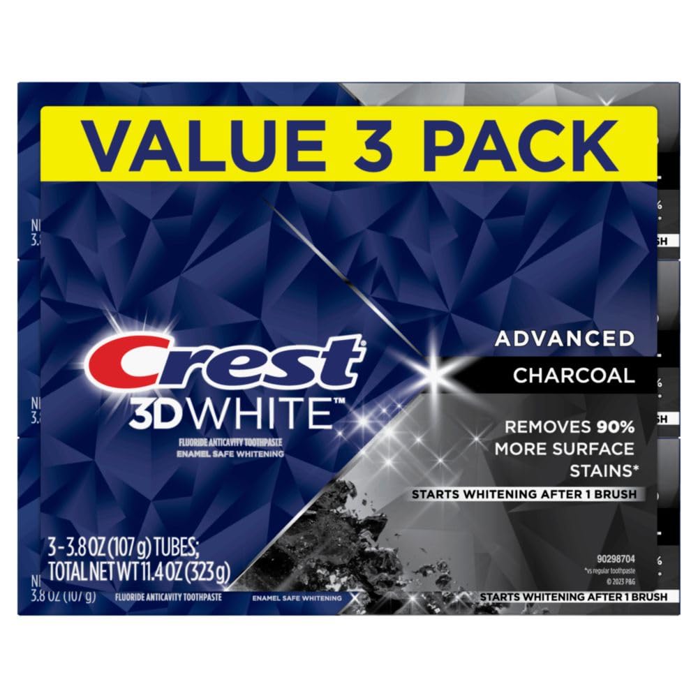 Crest 3D White, Charcoal Whitening Toothpaste, 4.1 oz, 3 Count