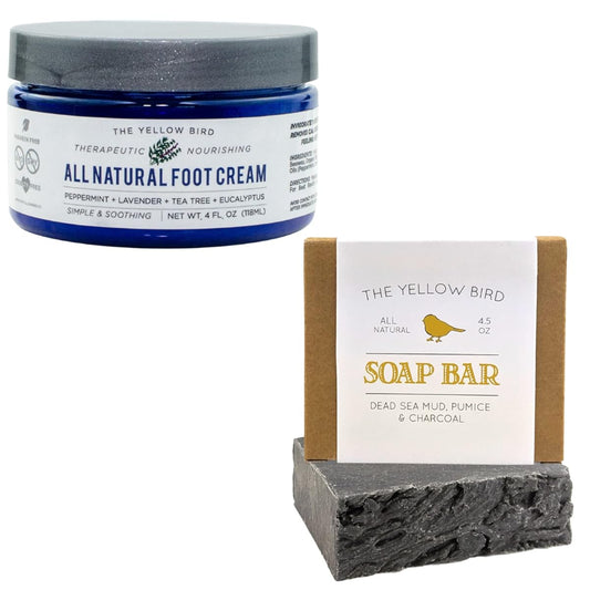 The Yellow Bird All Natural Foot Cream & Dead Sea Pumice Soap