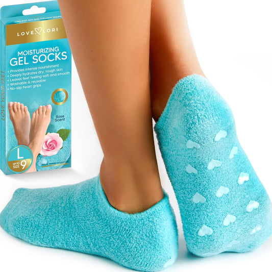Moisturizing Socks & Gel Socks for Dry Cracked Feet Women by Love Lori - Large Foot Moisturizer Socks & Lotion Socks for Cracked Heel Repair, Foot Care for Women, Stocking Stuffers for Women, Size 9+