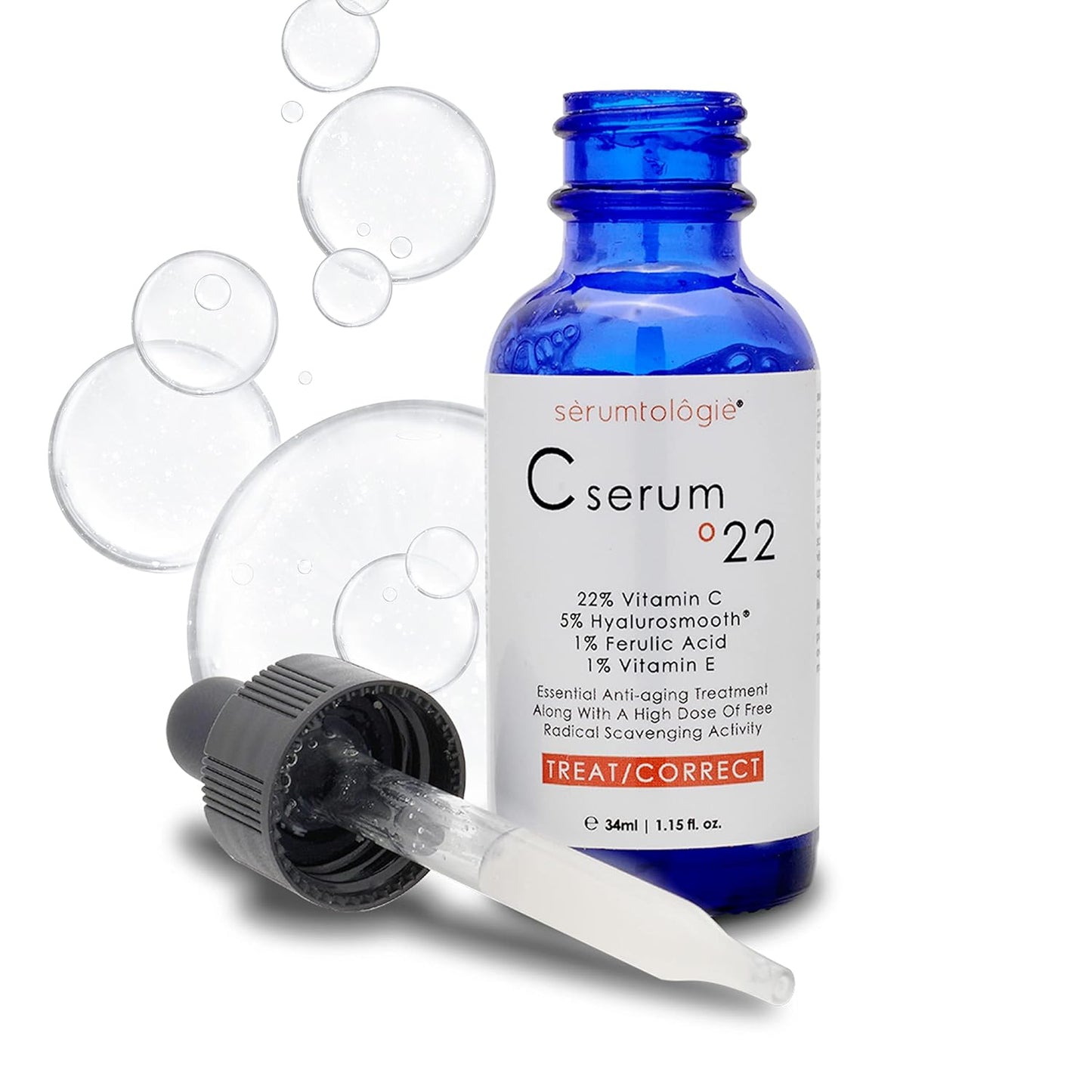 serumtologie C Serum 22 Ð Pure Vitamin C Serum for Face with Hyaluronic Acid & Ferulic Acid | Potent Anti-Aging Serum for Dark Spots, Fine Lines and Wrinkles | Brightening Serum - 1.15 Fl Oz