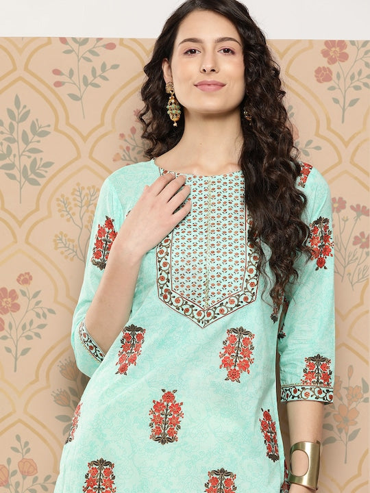Yufta Women Floral Printed Straight Kurta