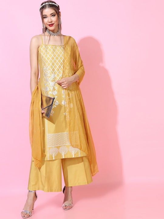 Vishudh Women Printed Kurta with Palazzo and Dupatta