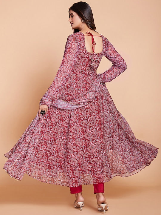 Fusionic Paisley Printed Anarkali Kurta with Trousers & With Dupatta
