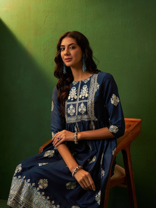 Sangria Embroidered Flared Kurta Trouser Set