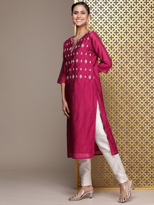 House of Pataudi Yoke Design Sequined Jashn Kurta