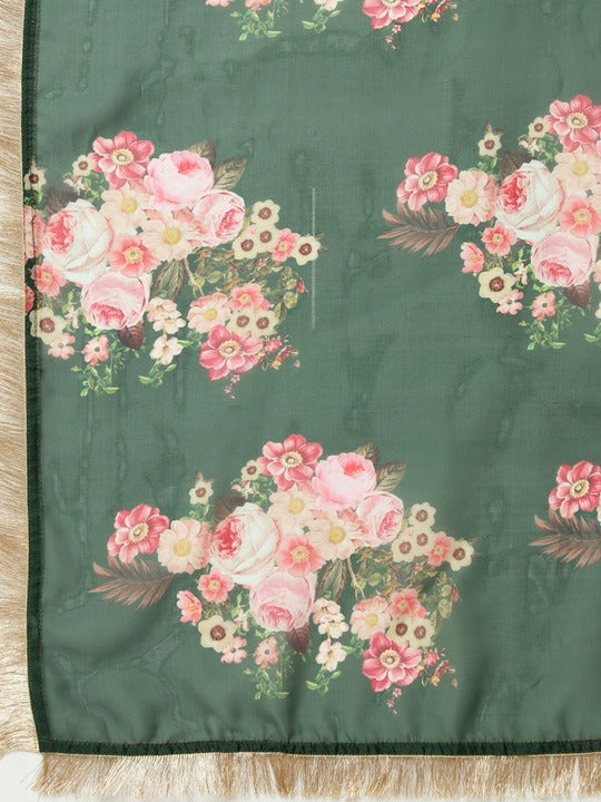 Varanga Women Pink Ethnic Motifs Embroidered Dupion Silk Kurta with Palazzos & With Dupatta