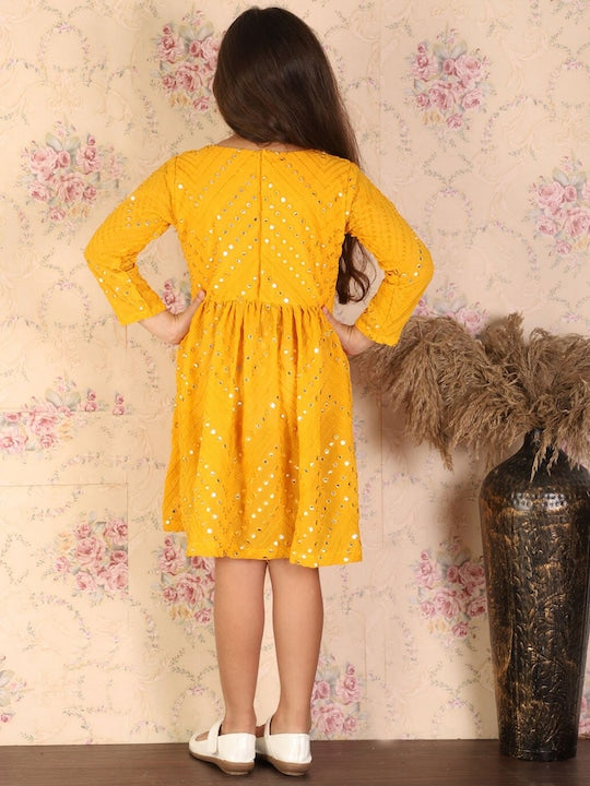 Vastramay Girls Mirror Work Ethnic Dresses