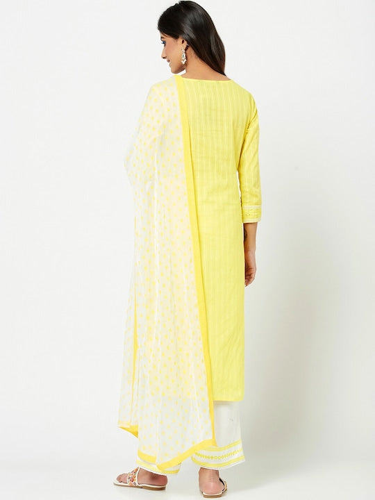 IMARA Ethnic Motifs Embroidered Kurta with Trousers & With Dupatta