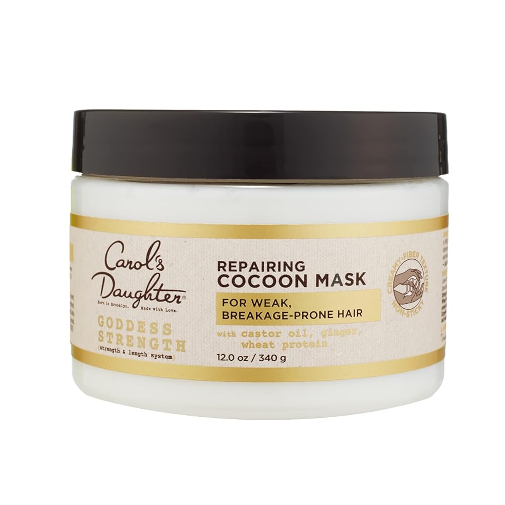 Carol's Daughter Goddess Strength Repairing Cocoon Hydrating Hair Mask for Dry Damaged & Curly Hair, Restores Moisture, Made with Castor Oil, 12 Oz