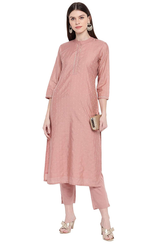 Janasya Women Polyester Straight Kurta Set