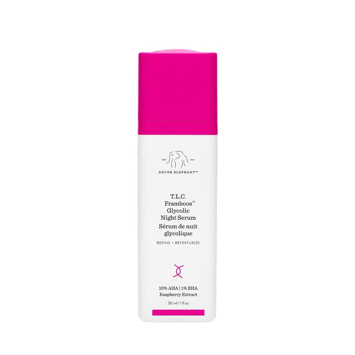 Drunk Elephant T.L.C. Framboos Glycolic Night Serum - Skin Care Brightening Night Serum. Repackaging (30 mL / 1 Fl Oz)