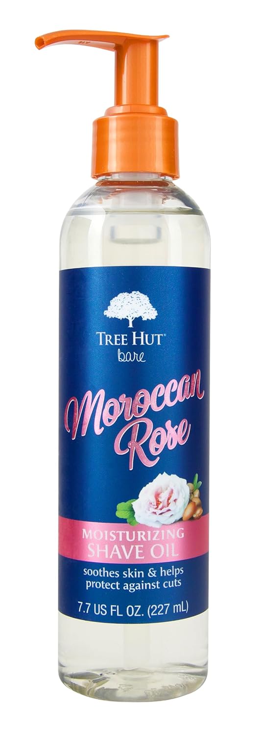 Tree Hut Bare Moroccan Rose Moisturizing Shave Oil, 7.7 fl oz, Gel-to-Oil Formula, Ultra Hydrating Barrier for a Close, Smooth Shave, For All Skin Types