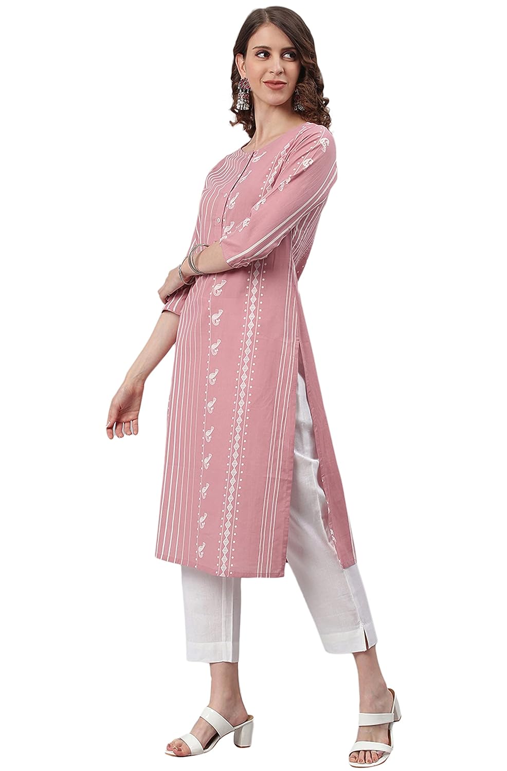 Janasya Women's Mauve Cotton Kurta