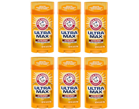 Arm & Hammer Ultramax Active Sport Antiperspirant Deodorant Solid, 2.6oz - Pack of 6