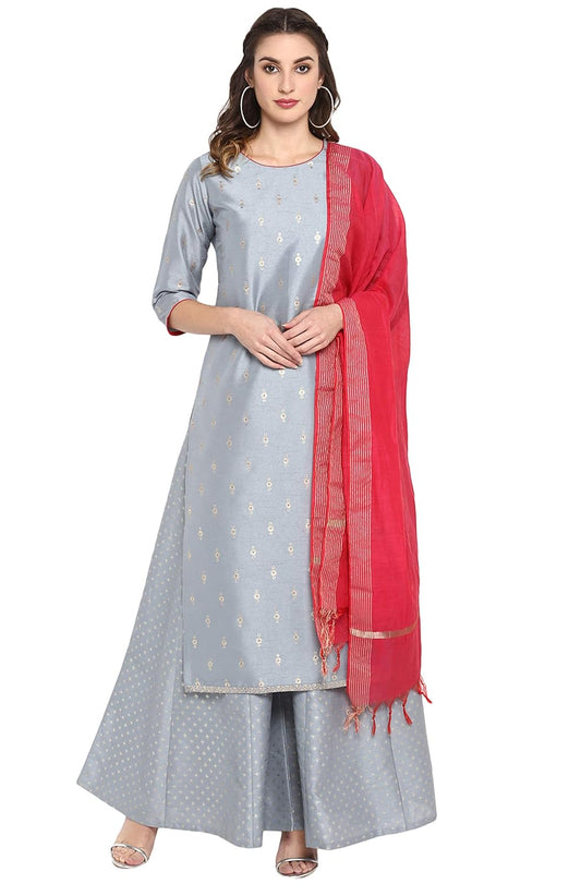 Janasya Women Poly Silk Kurta with Palazzo - XS