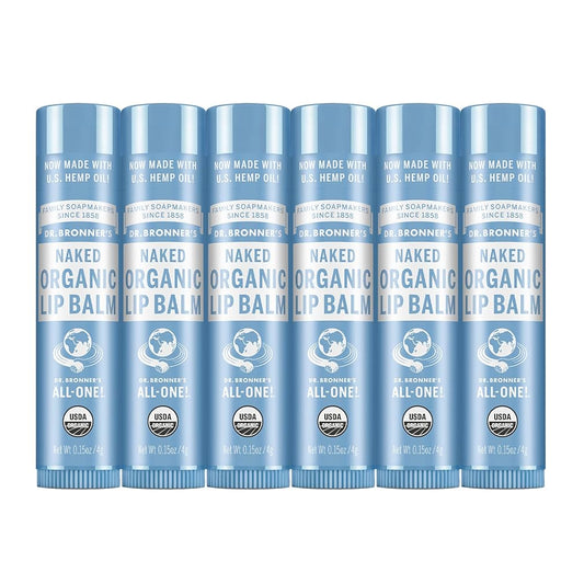 Dr. Bronner's - Organic Lip Balm (Peppermint, 15 ounce, 6-Pack) - Made with Organic Beeswax and Avocado Oil, For Dry Lips, Hands, Chin or Cheeks, Jojoba Oil for Added Moisture, Cooling and Hydrating