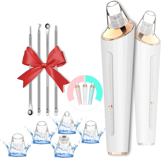 Blackhead Remover Pore Vacuum,Newest Upgraded USB Rechargeable Facial Pore Cleaner Blackhead Removal Kit with 3 Suction Power,5 Probes Black Head Extractions Tool for Women & Men (White)