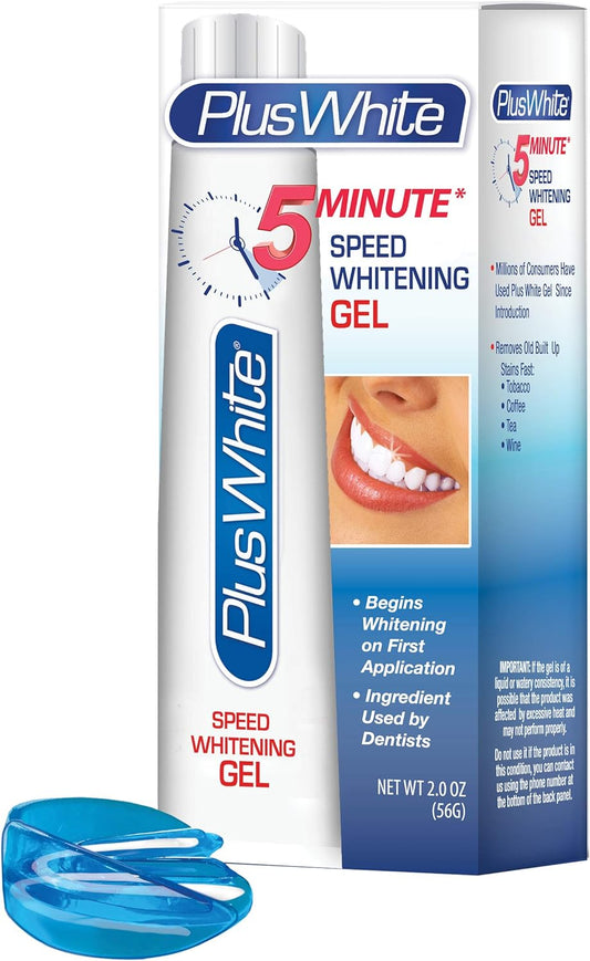 Plus White Whitening Kit - 5 Minute Speed Whitening Gel & Comfort Fit Mouth Tray - Professional Teeth Whitening Kit w/Dentist Approved Ingredient for Tooth Whitening (2 oz)
