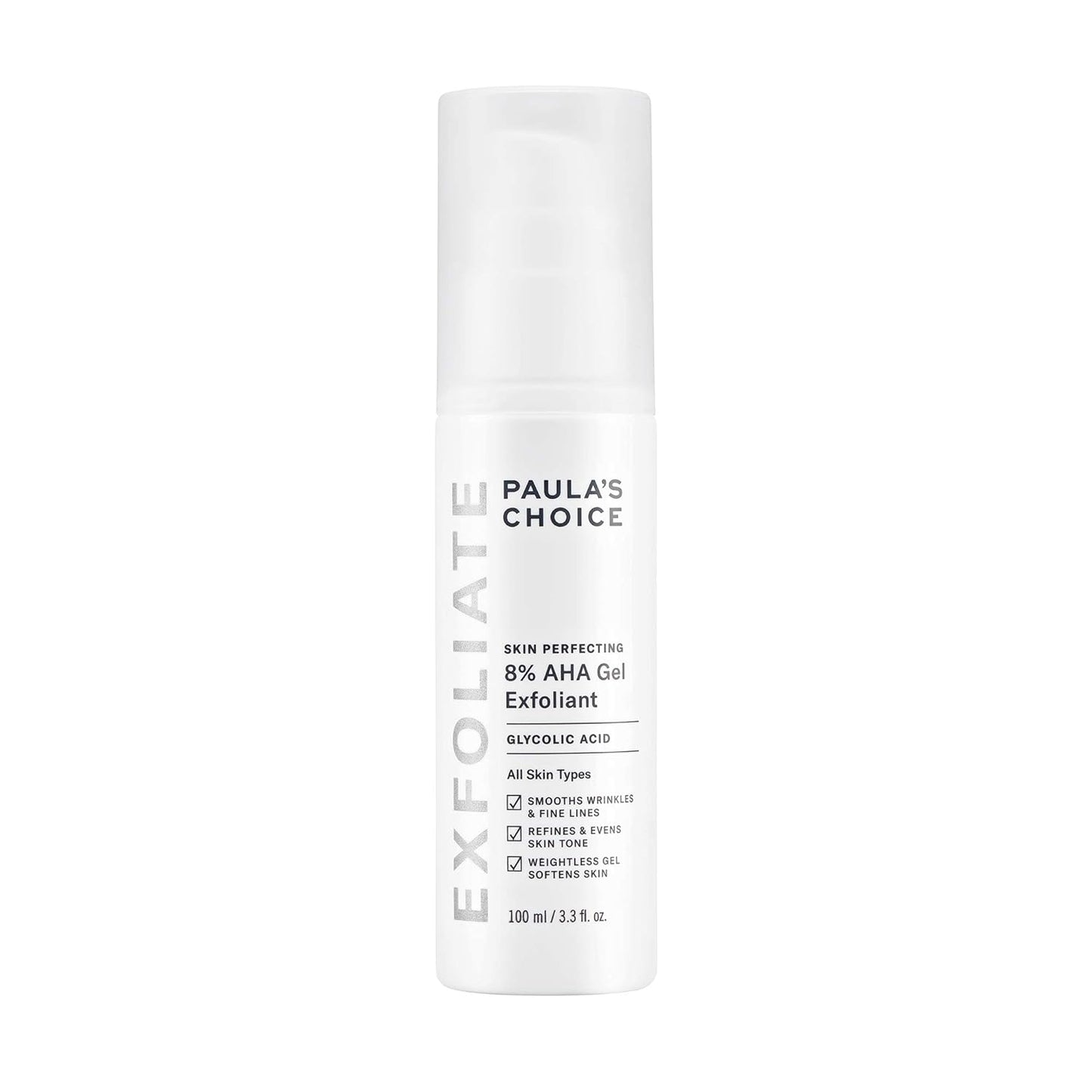 Paula's Choice SKIN PERFECTING 8% AHA Gel Exfoliant with Glycolic Acid Chamomile & Green Tea, 3.3 Ounce Pump Leave-On Gentle Exfoliator