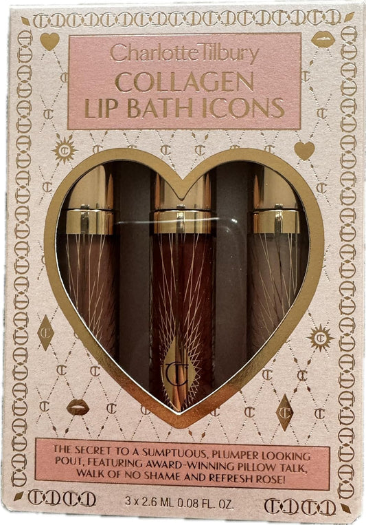 CHARLOTTE TILBURY Collagen Lip Bath Icons Kit - Walk of No Shame, Pillow Talk and Refresh Rose(2.6ml / 0.08 fl oz EACH)