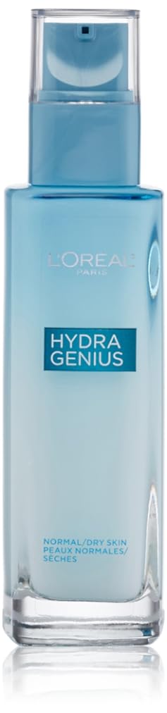 L'Oreal Paris Skincare Hydra Genius Daily Liquid Care Oil-Free Face Moisturizer for Normal to Dry Skin, Hyaluronic Acid Moisturizer for Face with Aloe Water and Hyaluronic Acid, 3.04 fl. oz.