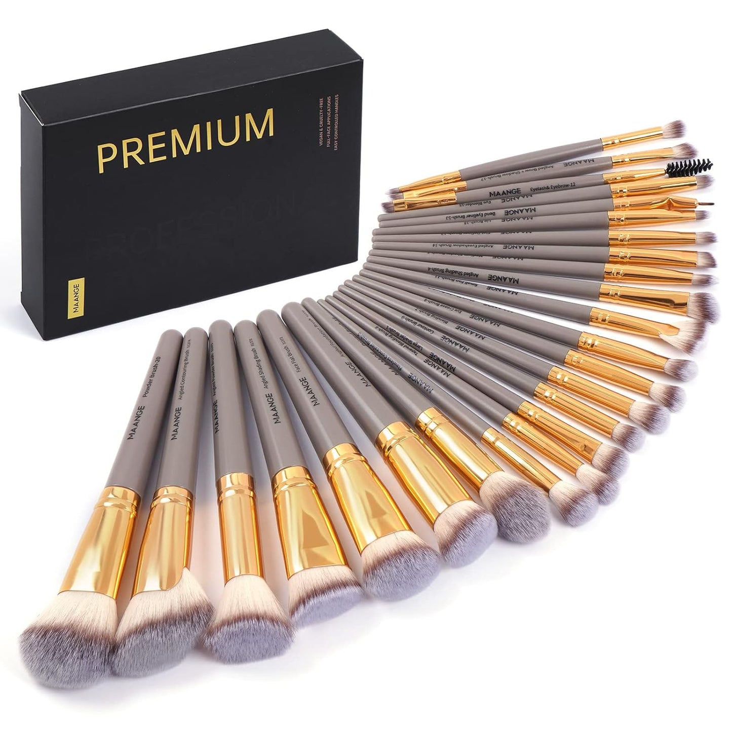 Makeup Brushes, 25pcs Makeup Brush Set Premium Synthetic Concealer Blush Foundation Eyeshadow Brush Professional Make up Brushes with Gift Box(Gray)