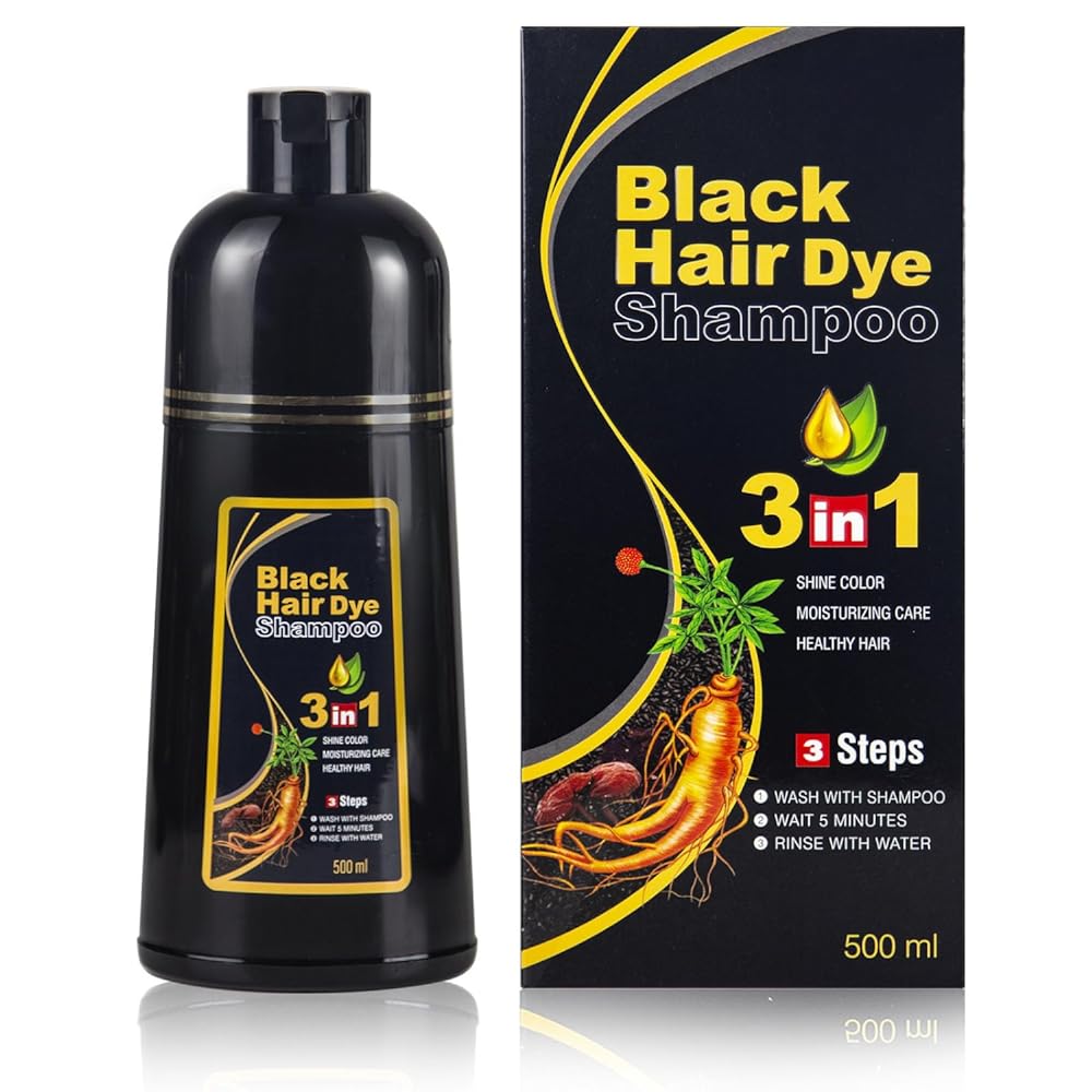 Ivnil Black Hair Dye Shampoo 500ml - Instant Gray Coverage for Men & Women