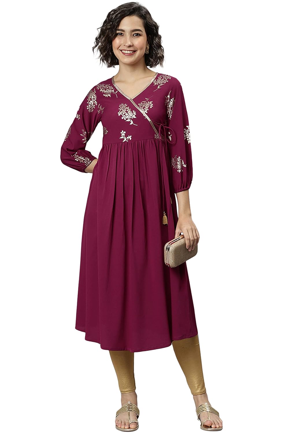 Janasya Women's Magenta Poly Crepe Kurta