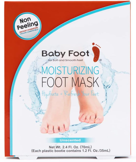 Baby Foot Unscented Non-Peel Moisturing Mask Ð Hydrate and Refesh Feet in 15-Minute - No Pain Feet Treatment - For Men and Women - Smooth and rich moisturizer for Baby Soft Feet