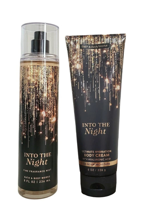 Bath & Body Works - Into the Night - Fine Fragrance Mist and Ultra Shea Body Cream - Full Size (Packaging Varies)