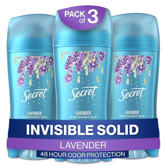 Secret Antiperspirant and Deodorant, 48 HR Wetness Protection, Invisible Solid, Lavender Scent, 2.6 oz (Pack of 3)