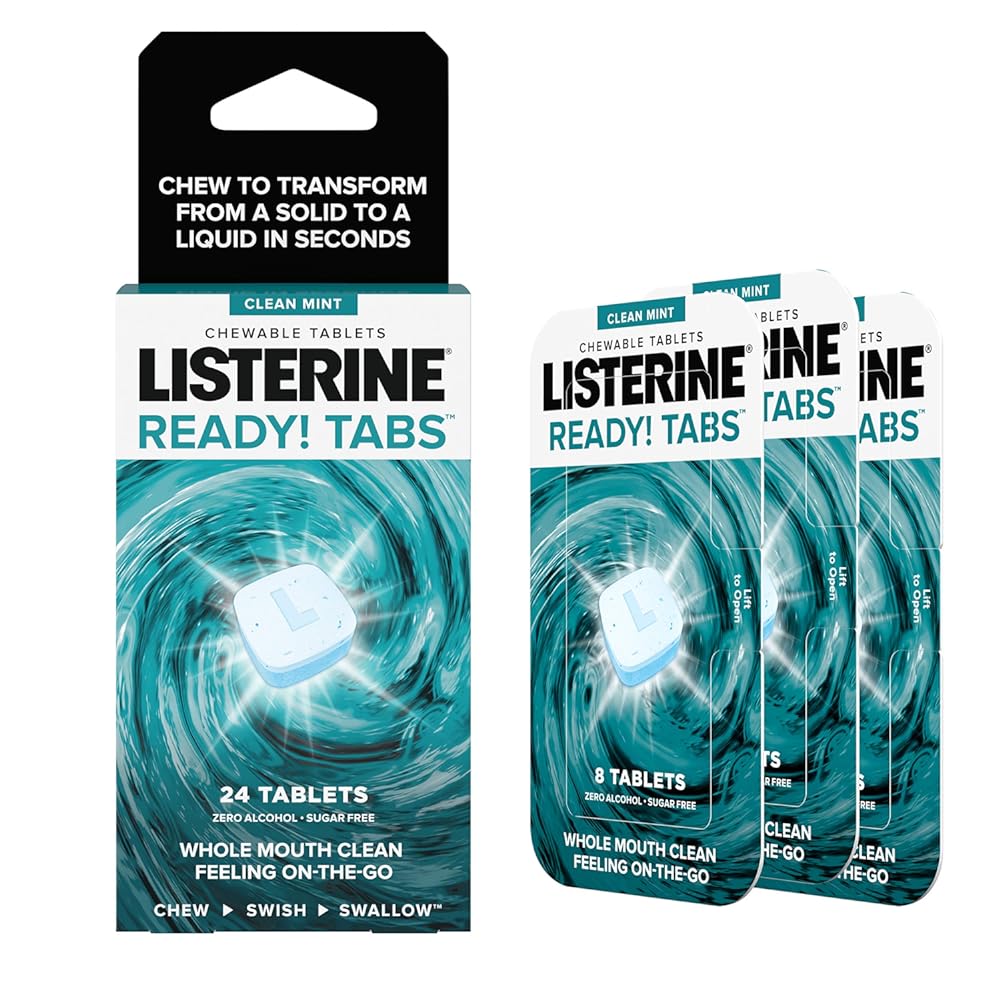 Listerine Ready! Tabs Chewable Tablets with Clean Mint Flavor, 24 Count