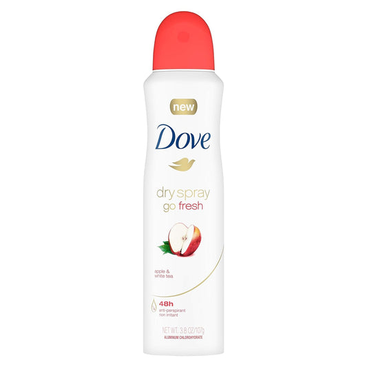 Dove Dry Spray Go Fresh Antiperspirant Deodorant Apple & White Tea 3.8 Ounce - Pack of 2