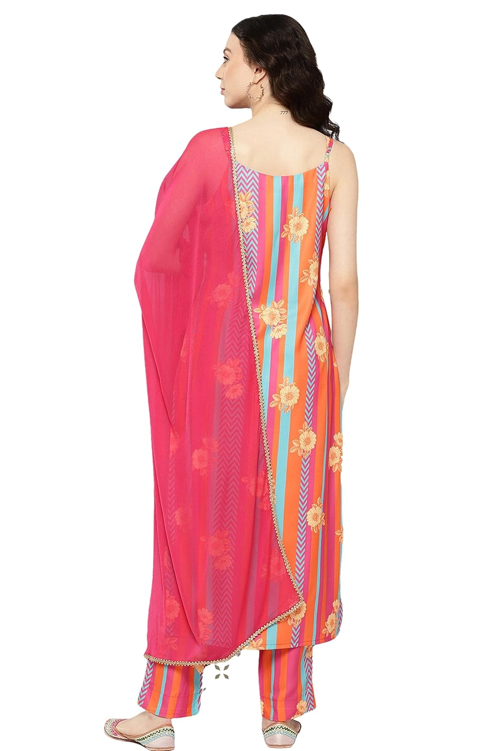 Janasya Women's Pink Moss Digital Printed Kurta with Pant and Dupatta
