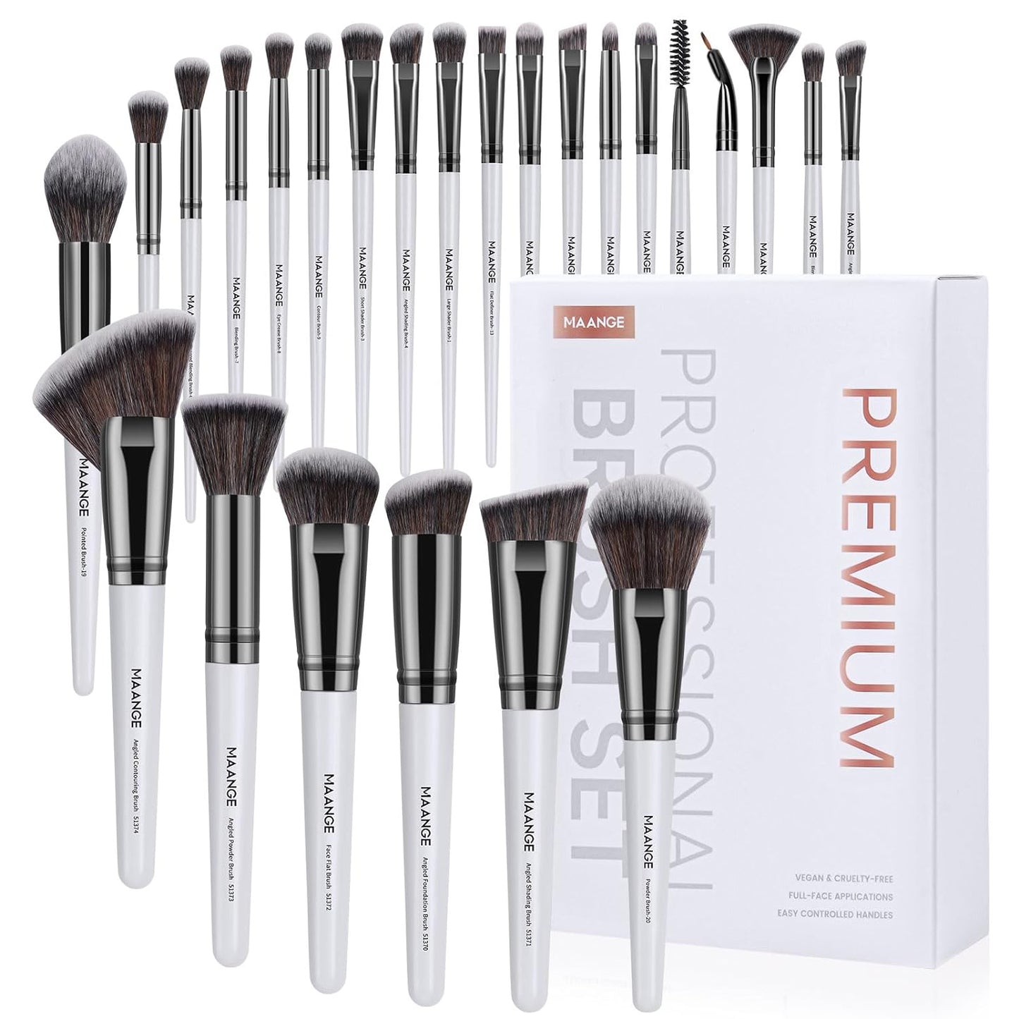 Makeup Brushes, 25pcs Makeup Brush Set Premium Synthetic Concealer Blush Foundation Eyeshadow Brush Professional Make up Brushes with Gift Box(White)