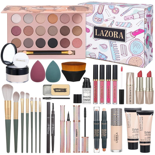 Makeup Kit for Women All in One Makeup Sets Makeup Kit for Women Full Kit Teens Makeup Essential Bundle Include 18 Color Eyeshadow Palette Set